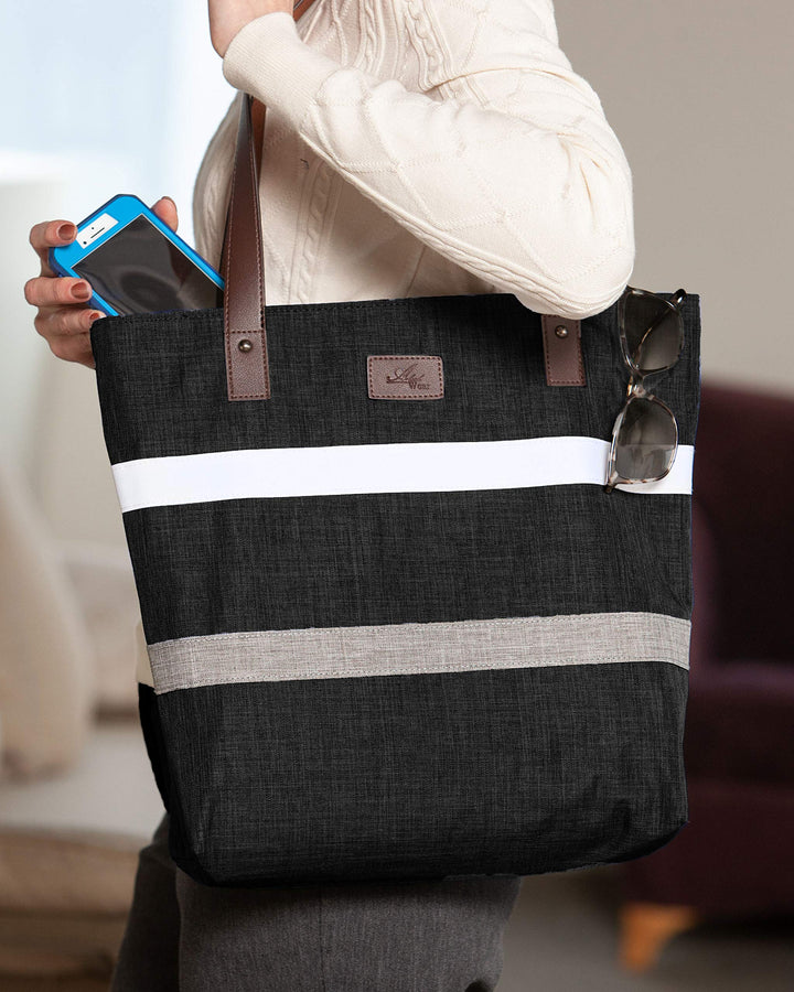 Shoulder Tote Bag Purse Top Handle Satchel Handbag For Women Work College Travel Business Shopping Casual (Black) Upgraded