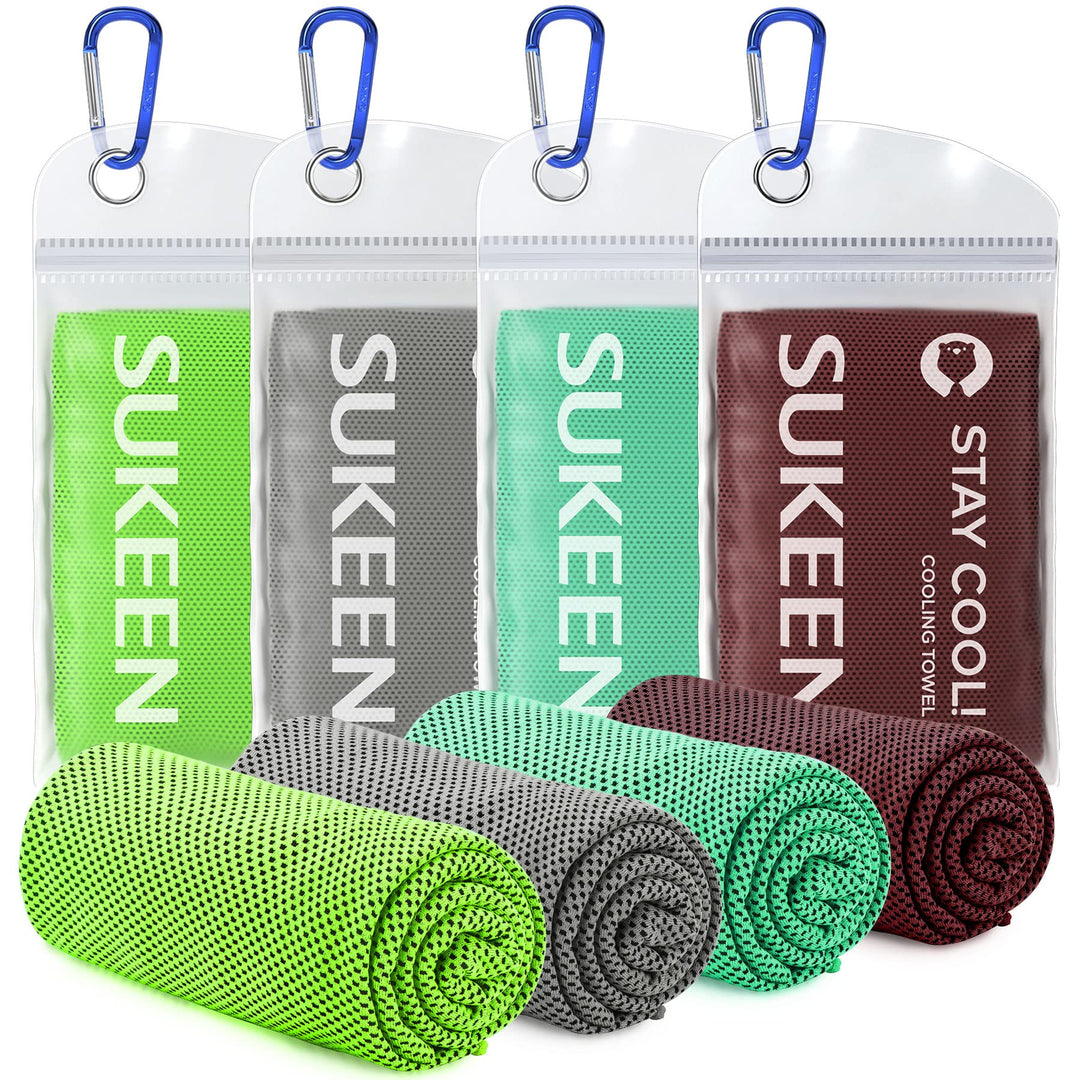 Cooling Towel Instant Evaporative Cooling,Snap Cooling Towel for Sports,Yoga,Golf,Gym,Neck,Workout and More(40”x 12”) (4pack-Green+dimgray+palegreen+Maroon)
