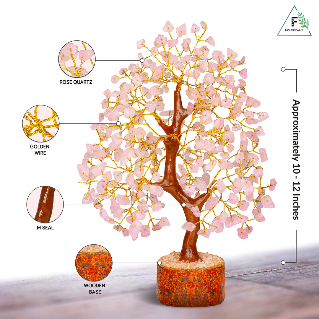 FASHIONZAADI Rose Quartz Tree - Crystal Bonsai Tree - H