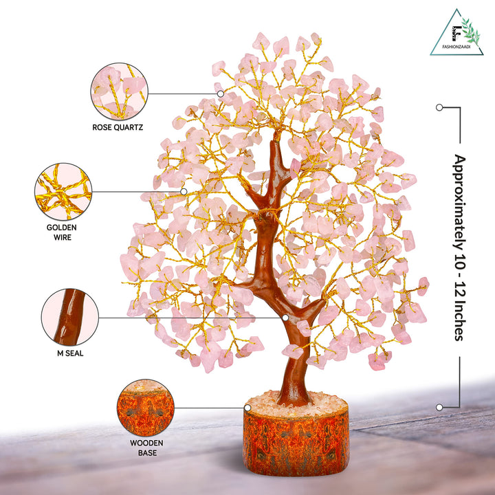 FASHIONZAADI Rose Quartz Tree - Crystal Bonsai Tree - H
