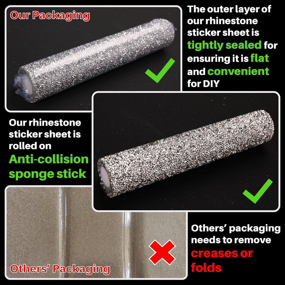 Bling Rhinestone Sticker DIY Home Decor Stickers Self-Adhesive Crystal Sheet Stickers for Cars &amp; Crafts Decoration(Silver,9.4 x 15.8)