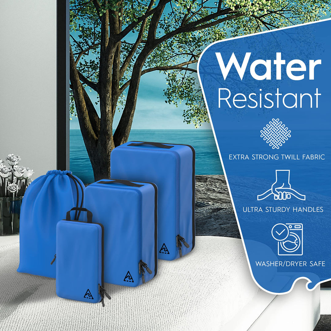 4-Piece Deluxe Compression Packing Cubes Travel - Maximize Space In Luggage With Double Capacity Design, Luxury Compressible Packing Cubes For Travel, Large, Small, &amp; Medium Set