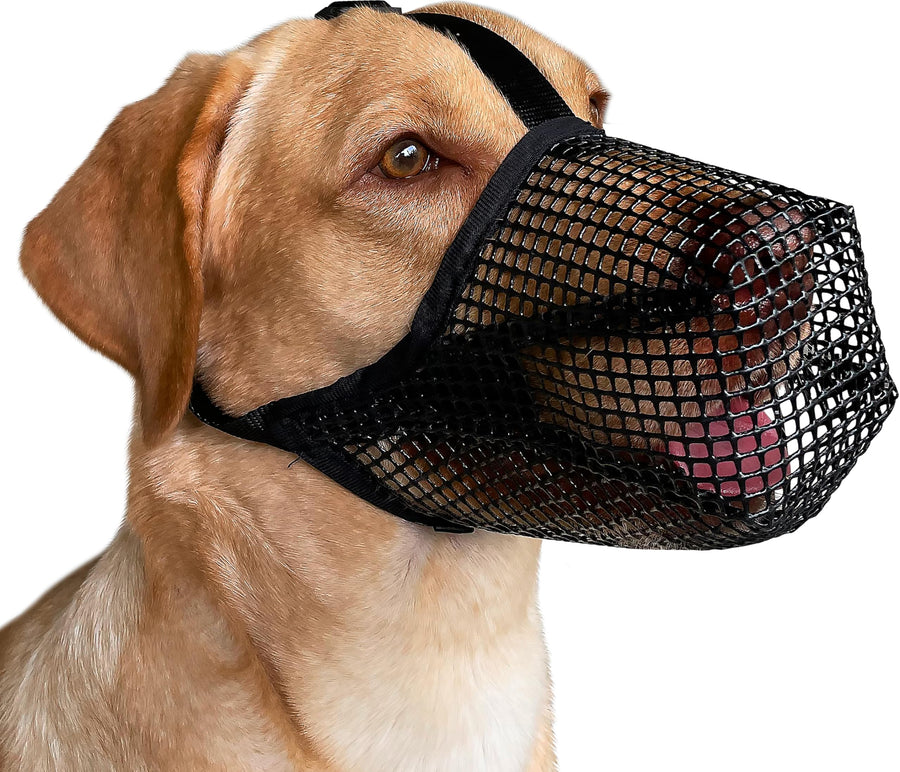 Dog Muzzle, Patented Mesh Muzzles for Small Medium Large Dogs, Soft Covered Mouth Guard with Adjustable Straps, Prevent Biting Chewing and Licking