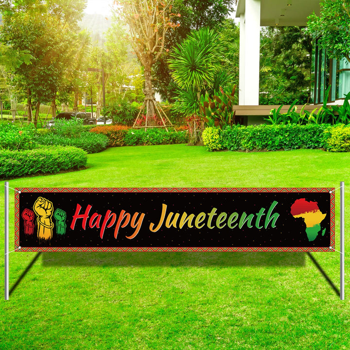 Large Happy Juneteenth Banner for Fence Yard Lawn Junet