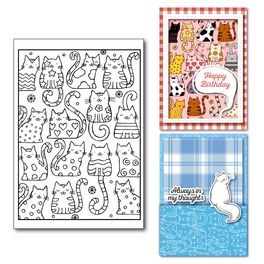 Cats Background Clear Stamps for Cards Making Decoration Clear Stamps and DIY Scrapbooking Crafting