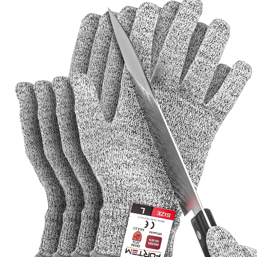 Cut Resistant Gloves, 4 Gloves, Level 5 Protection Cutting Gloves For Oyster Shucking, Kitchen Work Gloves for Chefs, Food Grade, EN388 Certified (Medium)