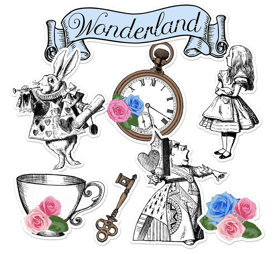 Vintage Alice in Wonderland Decoration Cutouts – Whimsical Party Decor for Birthdays, Baby Showers & Tea Parties