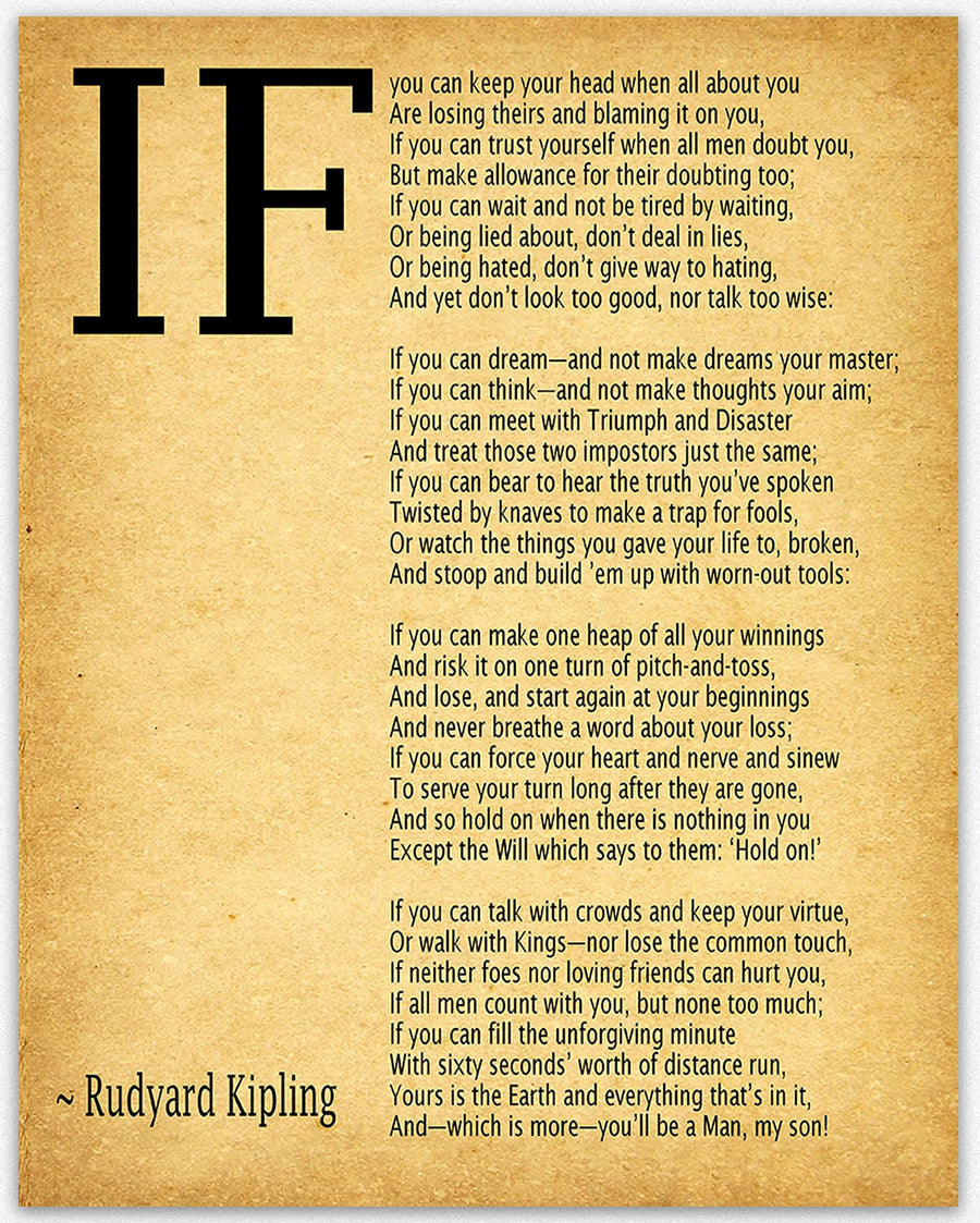 IF Poem Art Print IF Poem by Rudyard Kipling Art Print IF Poster If Poem Poster If Poem Print If Poem Wall Art If you can If by Kipling Poem (8.3 x 11.7 (A4), Vintage)