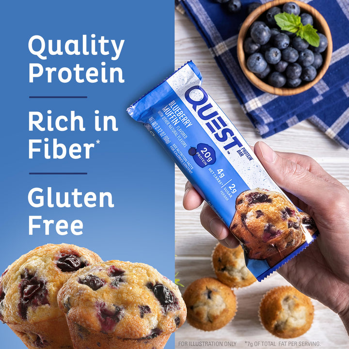 Blueberry Muffin Protein Bars, High Protein, Low Carb, Gluten Free, Keto Friendly, 12 Count (Pack of 1)