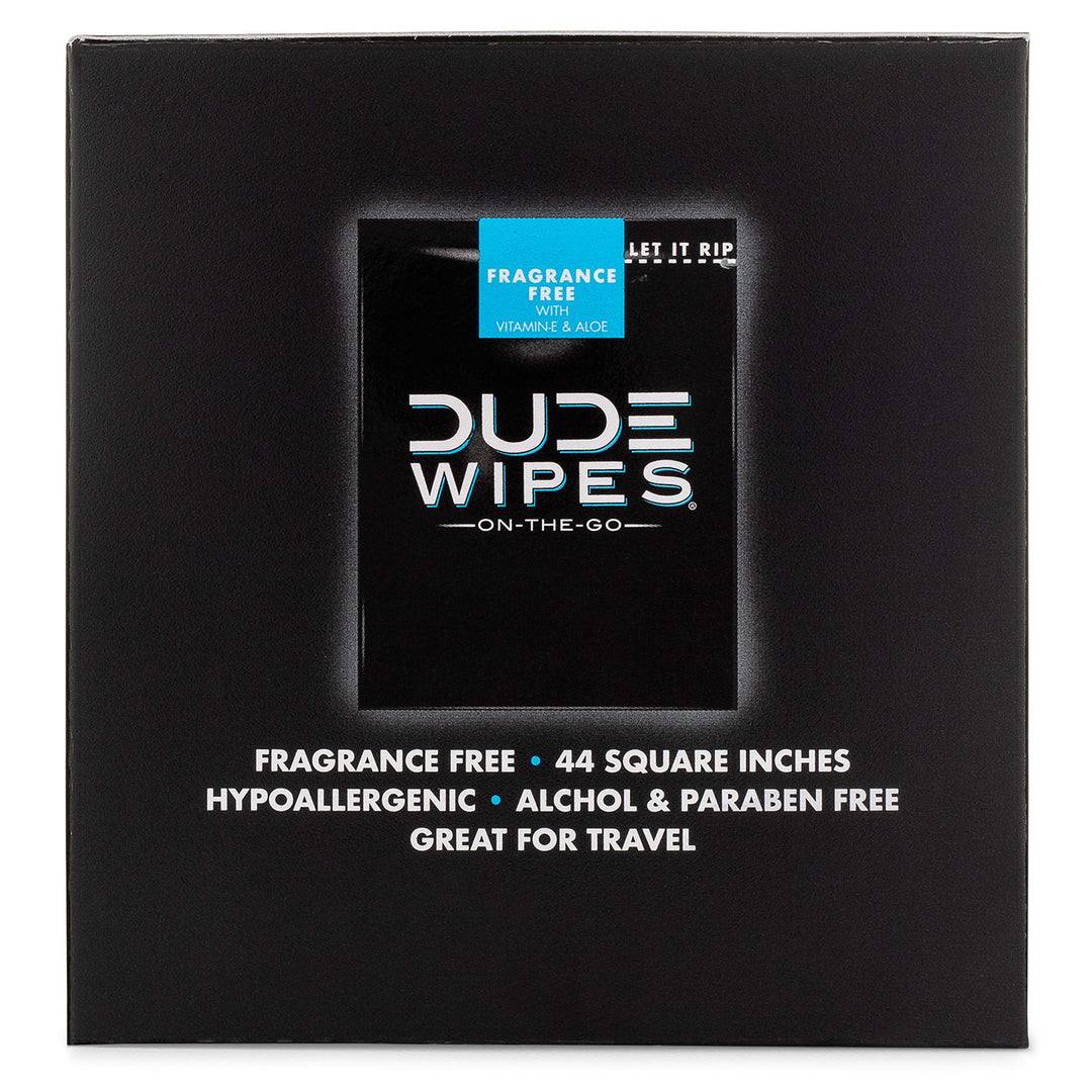 DUDE Wipes - On-The-Go Flushable Wipes - 30 Wipes - Unscented Extra-Large Adult Wet Wipes - Individually Wrapped for Travel, with Vitamin-E &amp; Aloe, Septic and Sewer Safe