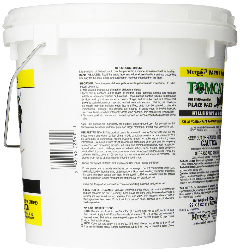 MOTOMCO Tomcat Mouse and Rat Pack/Pail, 3-Ounce, 22 Count Pail