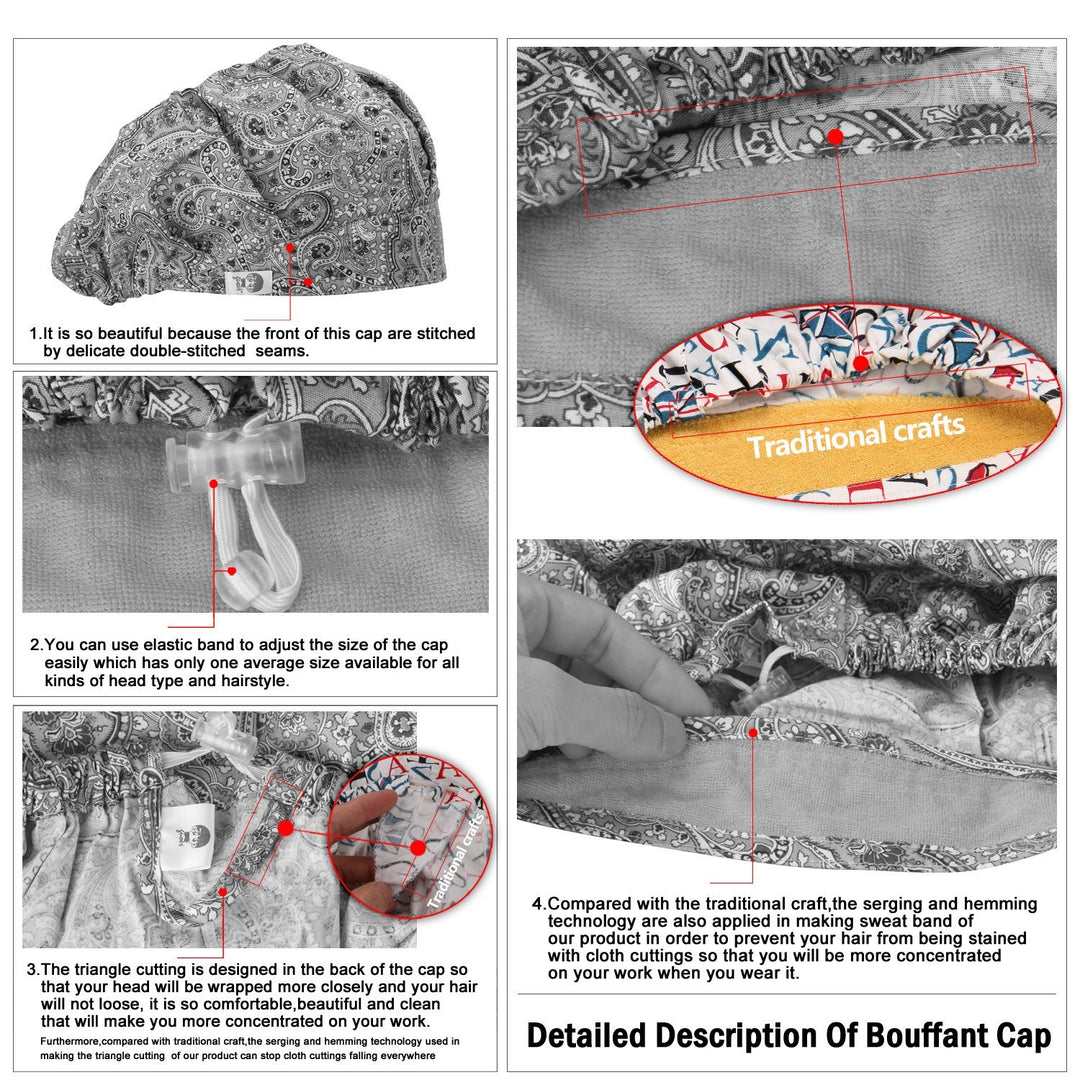 Hat Bouffant Cap One Size Multi Color (Color10)