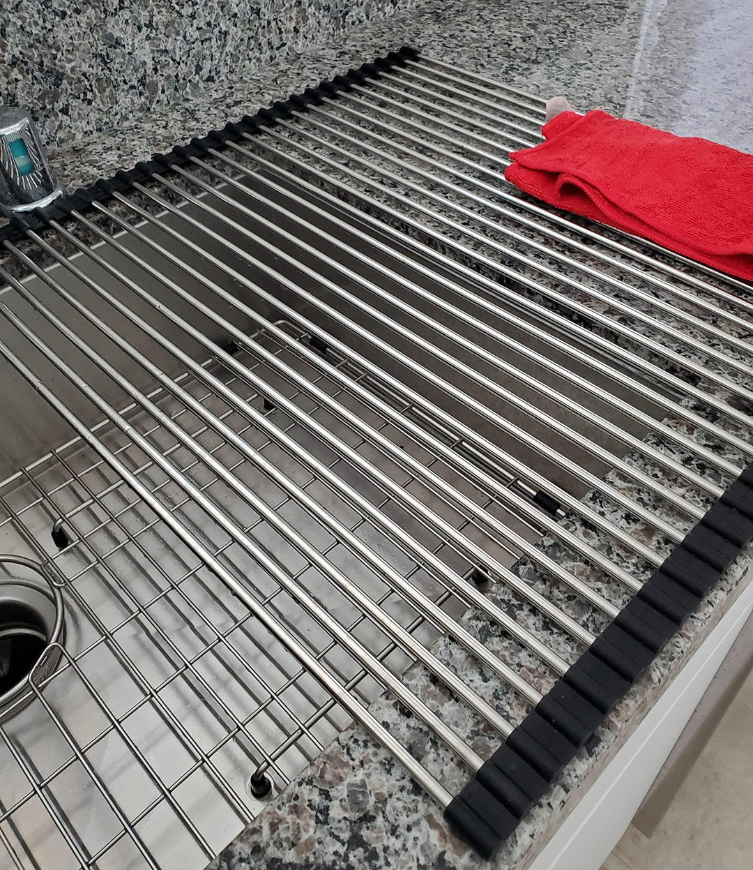 Roll up Dish Drying Rack Over The Sink Kitchen Roll up Sink Drying Rack Portable Dish Drainer Foldable Dish Drying Rack (Black, 20.5&#39;&#39;X19.7&#39;&#39;)