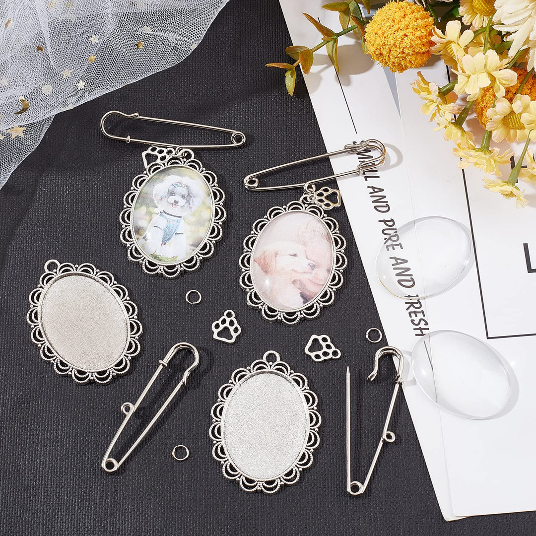 Memorial Picture Charm, 6pcs Wedding Bouquet Charms Glass Photo Charm for Wedding Bouquet DIY Pin Brooch Making Kit for Bridal Wedding Party for Holiday Craft Use