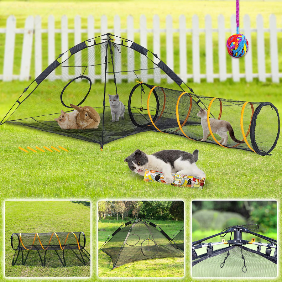 Cat Tent for Indoor and Outdoor Cat Enclosures(Outdoor, Tunnel, and Playhouse) Cat Playpen X-Large Portable Cat Tunnel Play Tents for Cats Rabbits and Small Animals