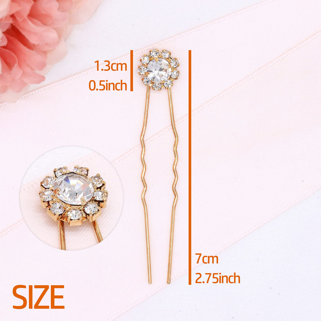 Ammei Crystal Bridal Hair Pins Clips Wedding Hair Accessories Hair Set Jewelry With Rhinestone For Brides and Bridesmaids Set Of 12 (Rose Gold)