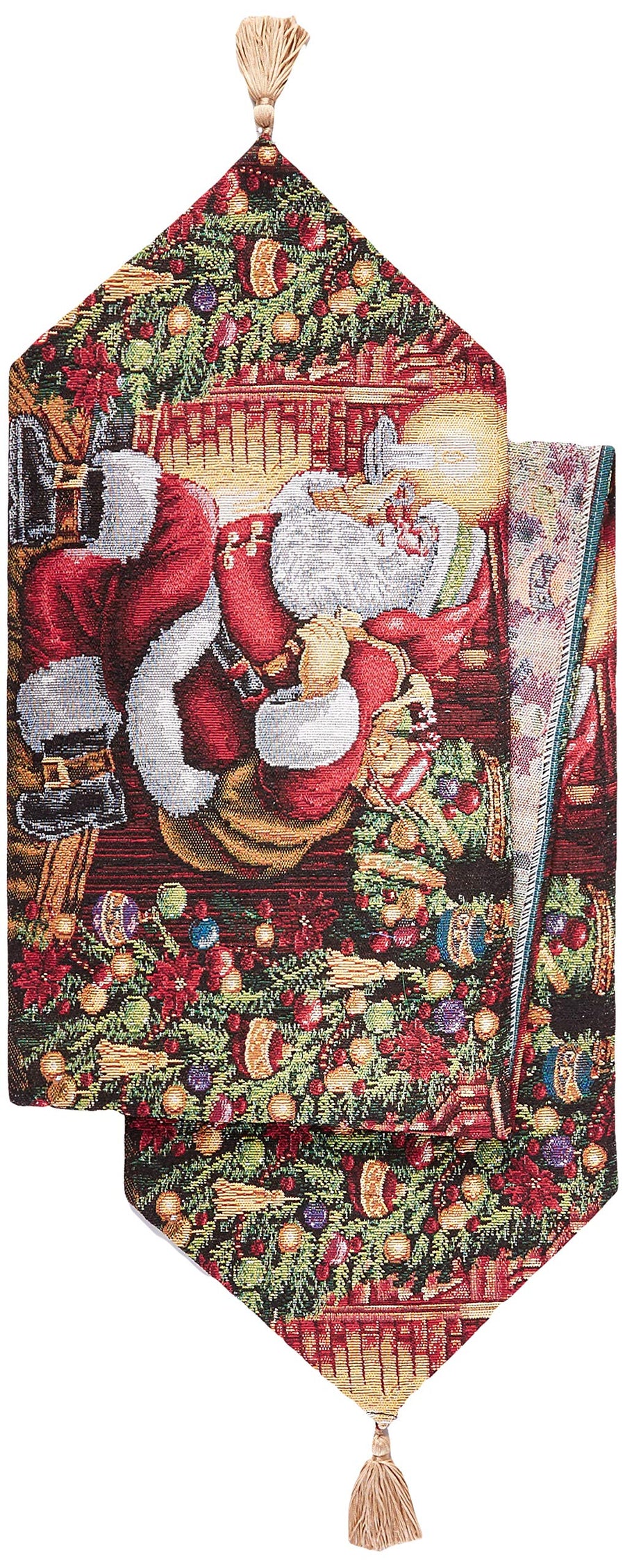 Decorative Christmas Santa Claus Design Tapestry, 13 X 70 Table Runner