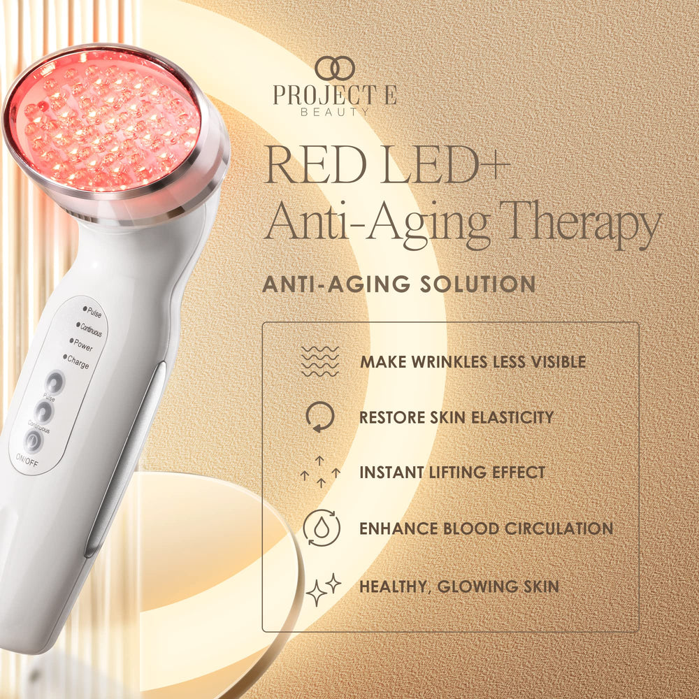RED LED+ Anti-Aging Therapy | Collagen Boosting | Instant Firming and Lifting | Reduces Fine Lines & Wrinkles | Tightens & Tones | Rechargeable & Portable (Red LED Therapy)