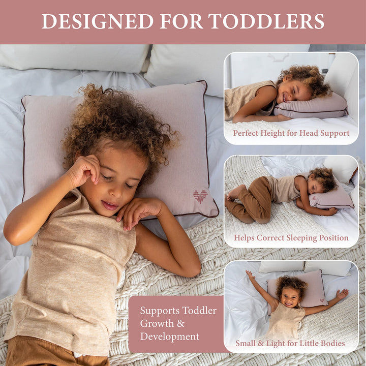 Little Garoo Toddler Pillow with Pillowcase – 14x19 Pillow – Dino Cotton Toddler Pillows for Sleeping, Kids Pillow, Travel Pillows for Sleeping, Mini Pillow, Toddler Bed Pillows