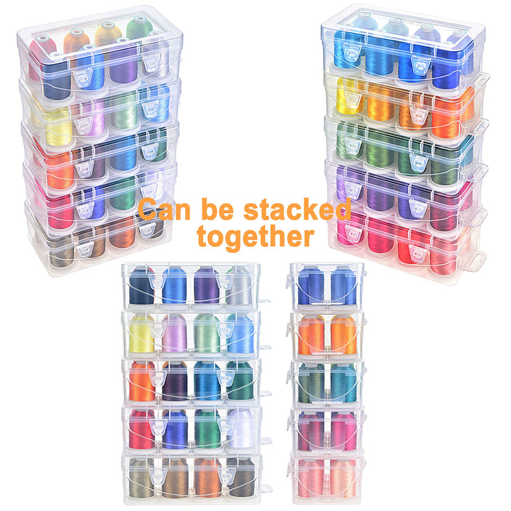 - 20 Options - 8 Snap Spools of 1000m Each Polyester Embroidery Machine Thread with Clear Plastic Storage Box for Embroidery &amp; Quilting - Neon Color