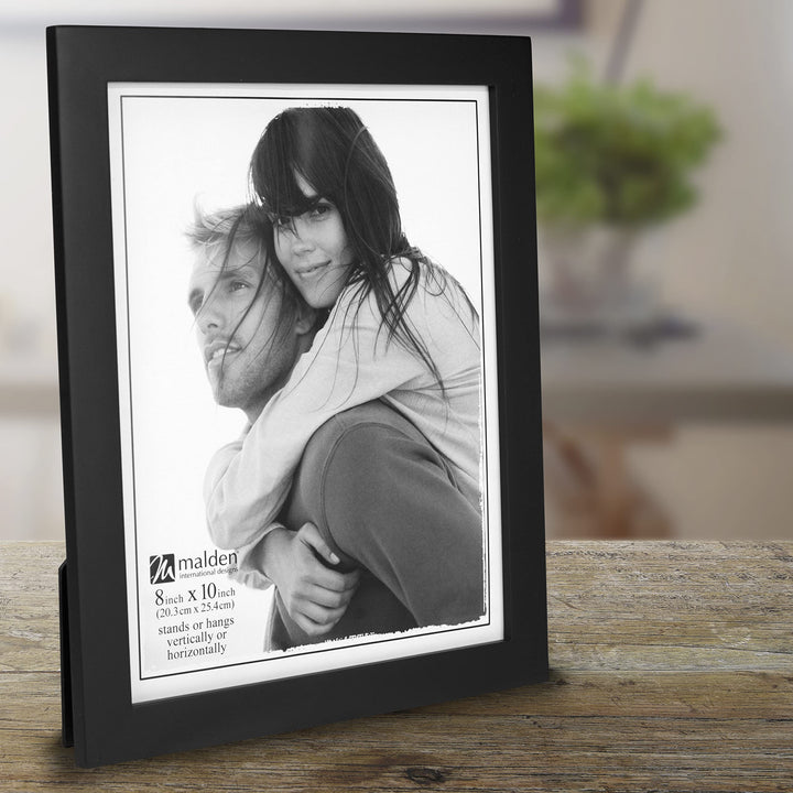 8x10 Picture Frame - Wide Real Wood Molding, Real Glass - Black
