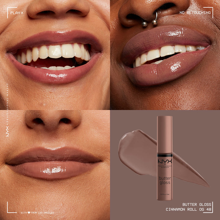 Butter Gloss Brown Sugar, Non-Sticky Lip Gloss - Cinnamon Roll (Grey Brown)