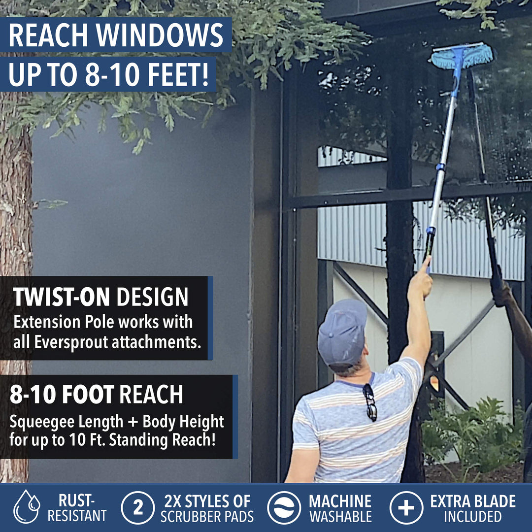 7-to-20 Foot Swivel Squeegee &amp; Microfiber Glass Window Scrubber, Window Squeegee &amp; Window Cleaner, Light-Weight Window Washing Kit with Extension Pole, Squeegee for Window Cleaning