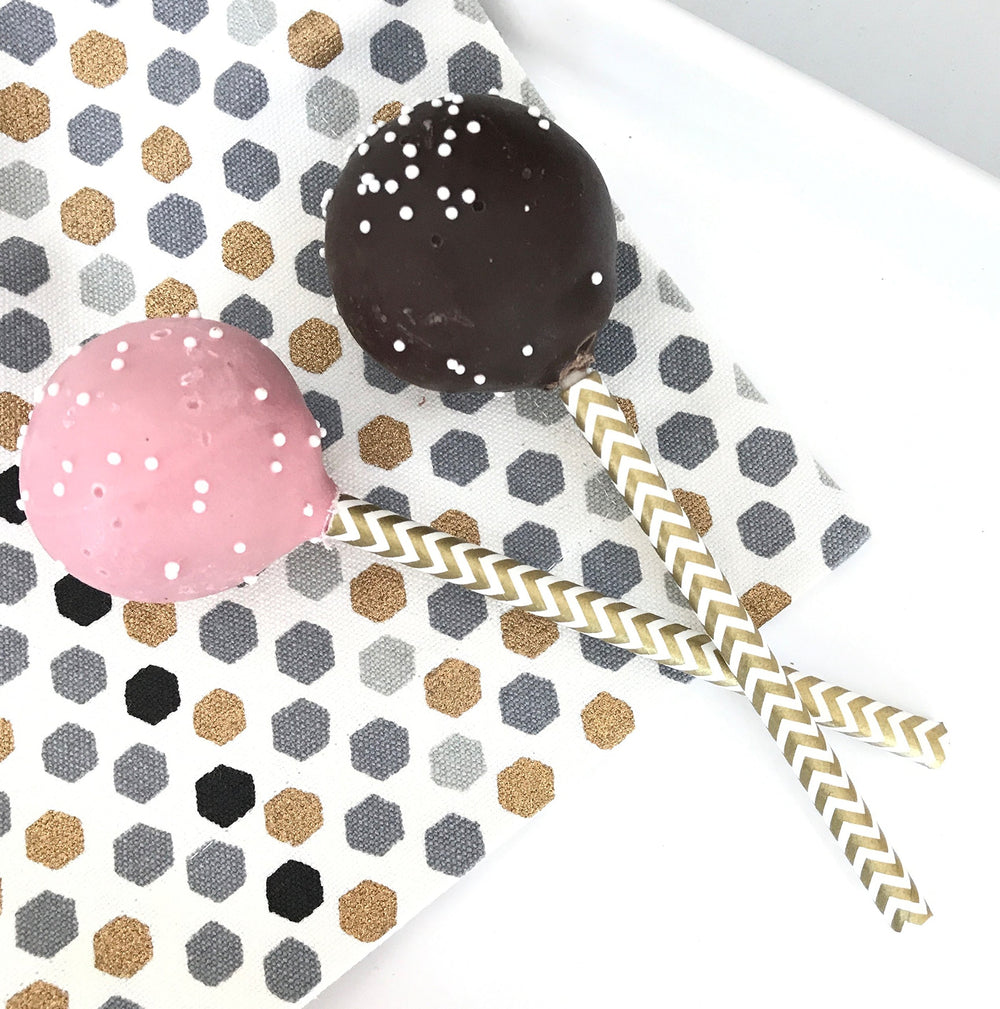Gold Paper Straws - Stripe Chevron Polka Dot - 7.75 Inc