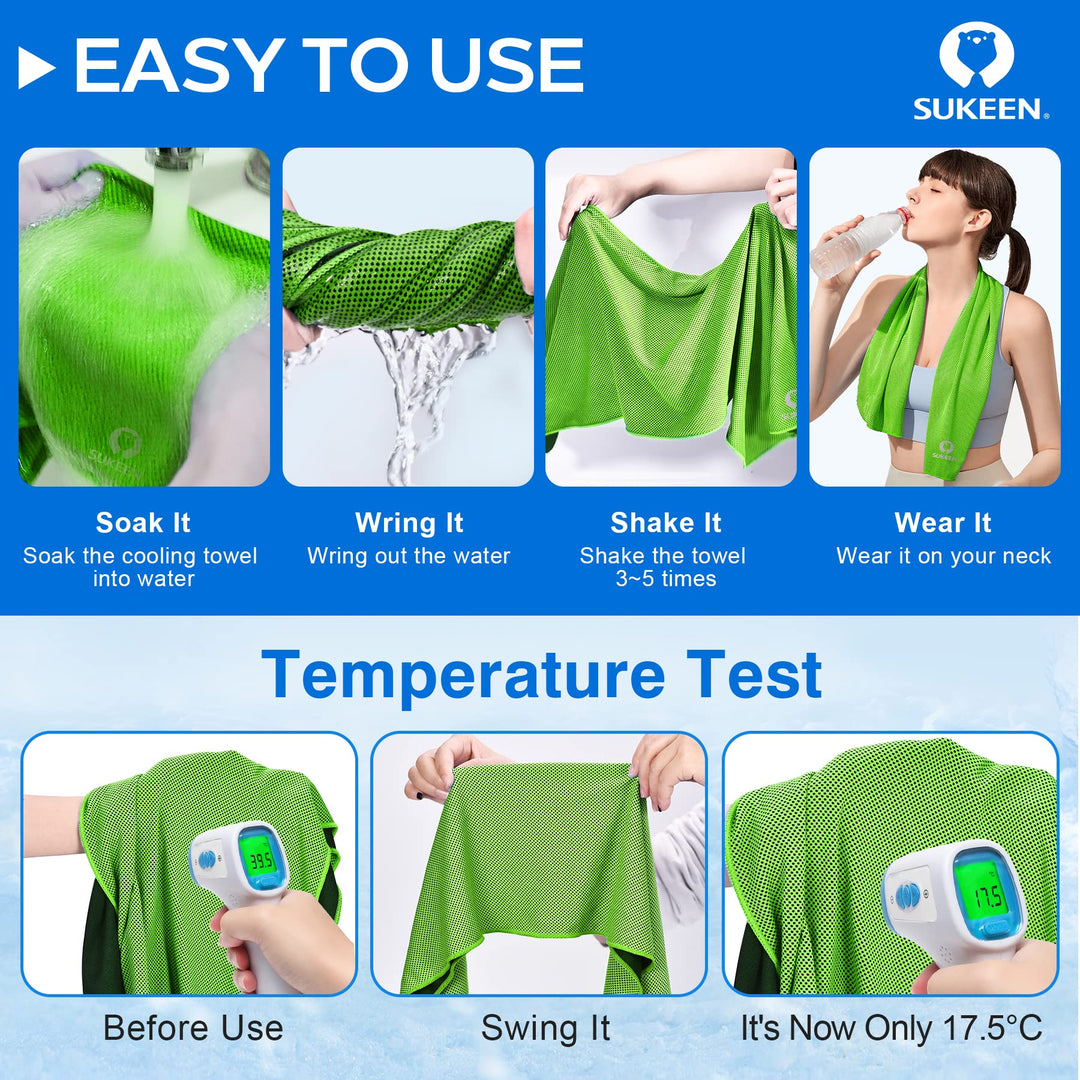 Cooling Towel Instant Evaporative Cooling,Snap Cooling Towel for Sports,Yoga,Golf,Gym,Neck,Workout and More(40”x 12”) (4pack-Green+dimgray+palegreen+Maroon)