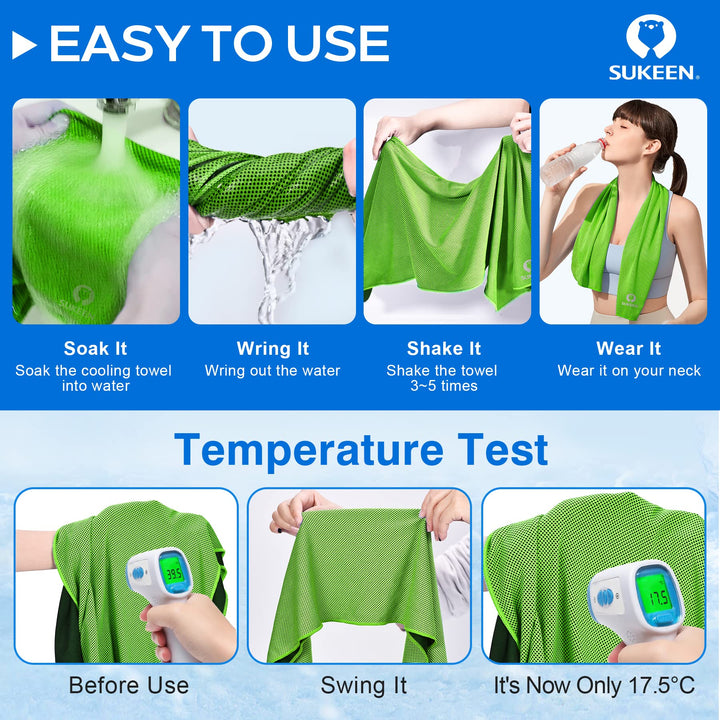 Cooling Towel Instant Evaporative Cooling,Snap Cooling Towel for Sports,Yoga,Golf,Gym,Neck,Workout and More(40”x 12”) (4pack-Green+dimgray+palegreen+Maroon)