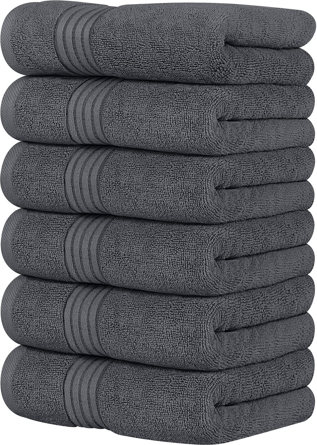 6 Piece Premium Hand Towels Set, (16 x 28 inches) 100% Ring Spun Cotton, Lightweight and Highly Absorbent Towels for Bathroom, Travel, Camp, Hotel, and Spa (Grey)