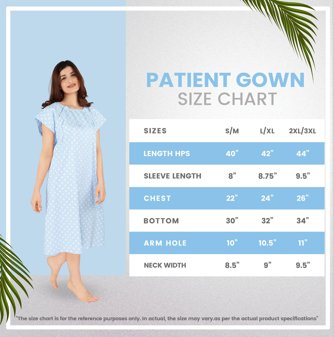 Utopia Care Women's Hospital Gown Soft Comfortable and Stylish Patient Gown, Small-Medium, Polkadots Blue