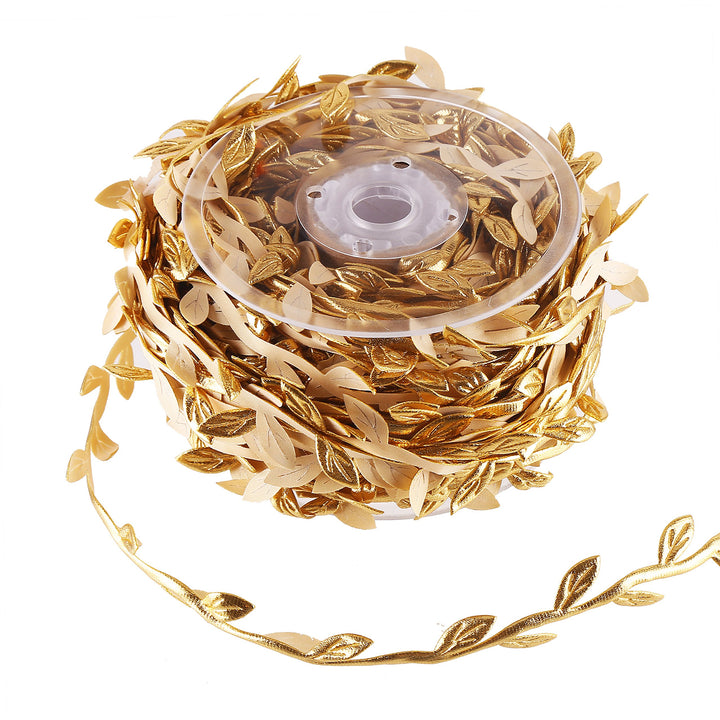 DECORA 36 Yards Artificial Gold Leaf Ribbon Trim for Wr
