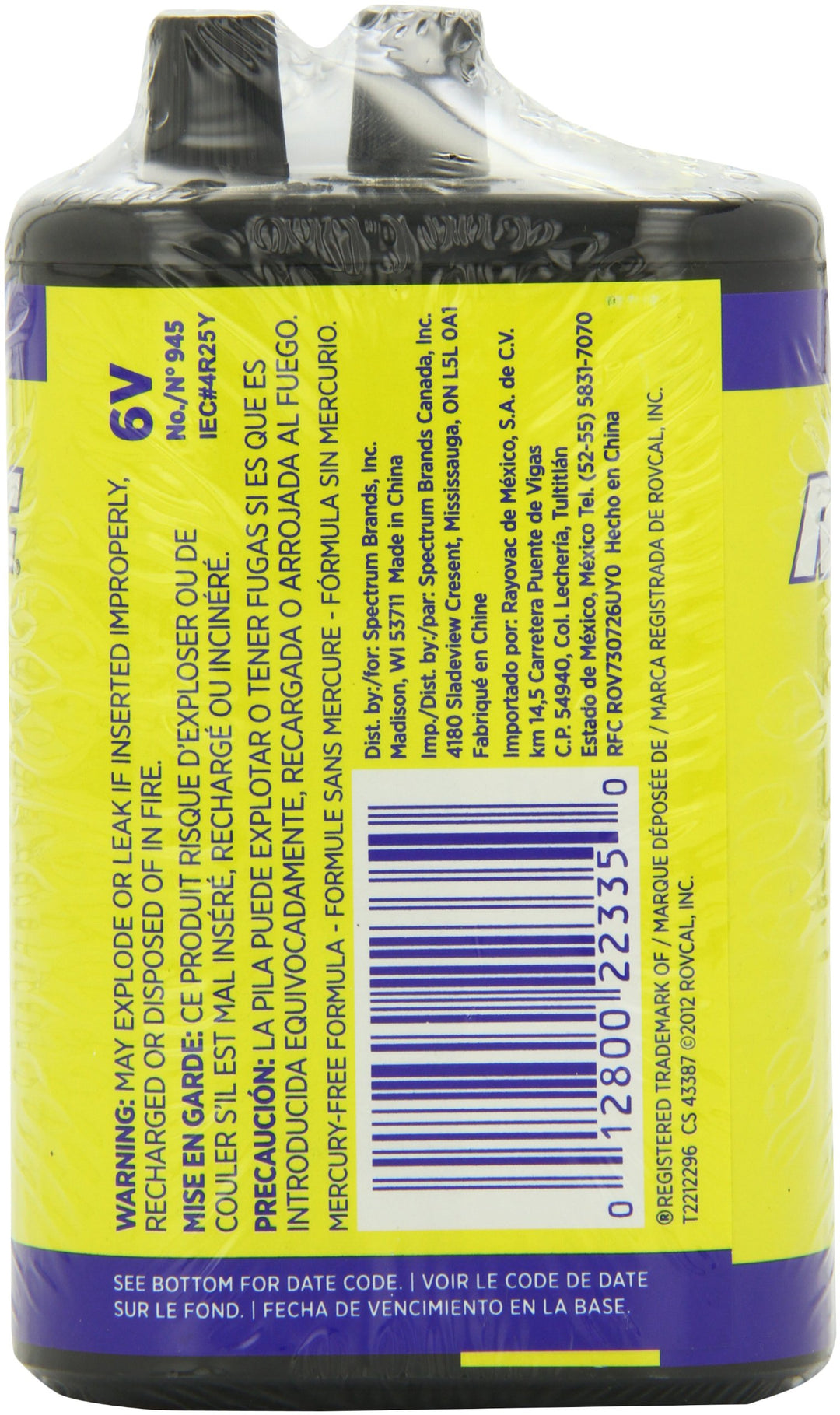 RAYOVAC Heavy Duty Lantern Battery, 6 Volt Screw Termin