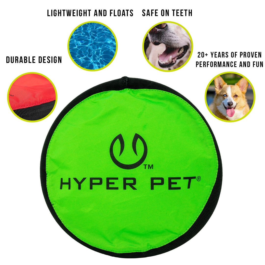 Flippy Flopper Dog Frisbee Interactive Dog Toys [Flying Disc Fetch Toy Floats in Water &amp; Safe on Teeth] (Colors Will Vary), Multicolor, 9