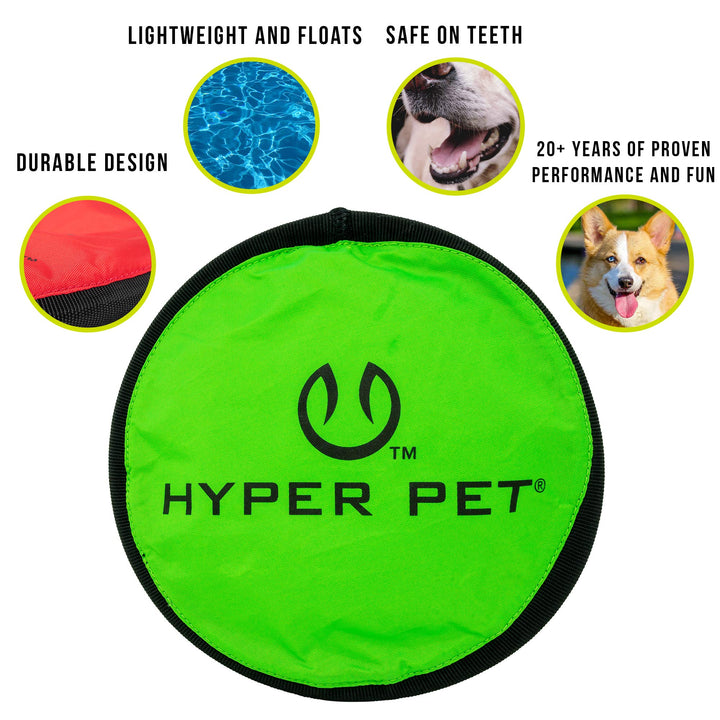 Flippy Flopper Dog Frisbee Interactive Dog Toys [Flying Disc Fetch Toy Floats in Water &amp; Safe on Teeth] (Colors Will Vary), Multicolor, 9