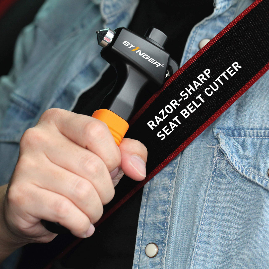 Super Duty Car Emergency Escape Tool, Hardened Carbon Steel Vehicle Safety Hammer, Spring Loaded Window Breaker, Razor Sharp Seat Belt Cutter, Auto Accident Life-Saving Rescue Tool (Orange)