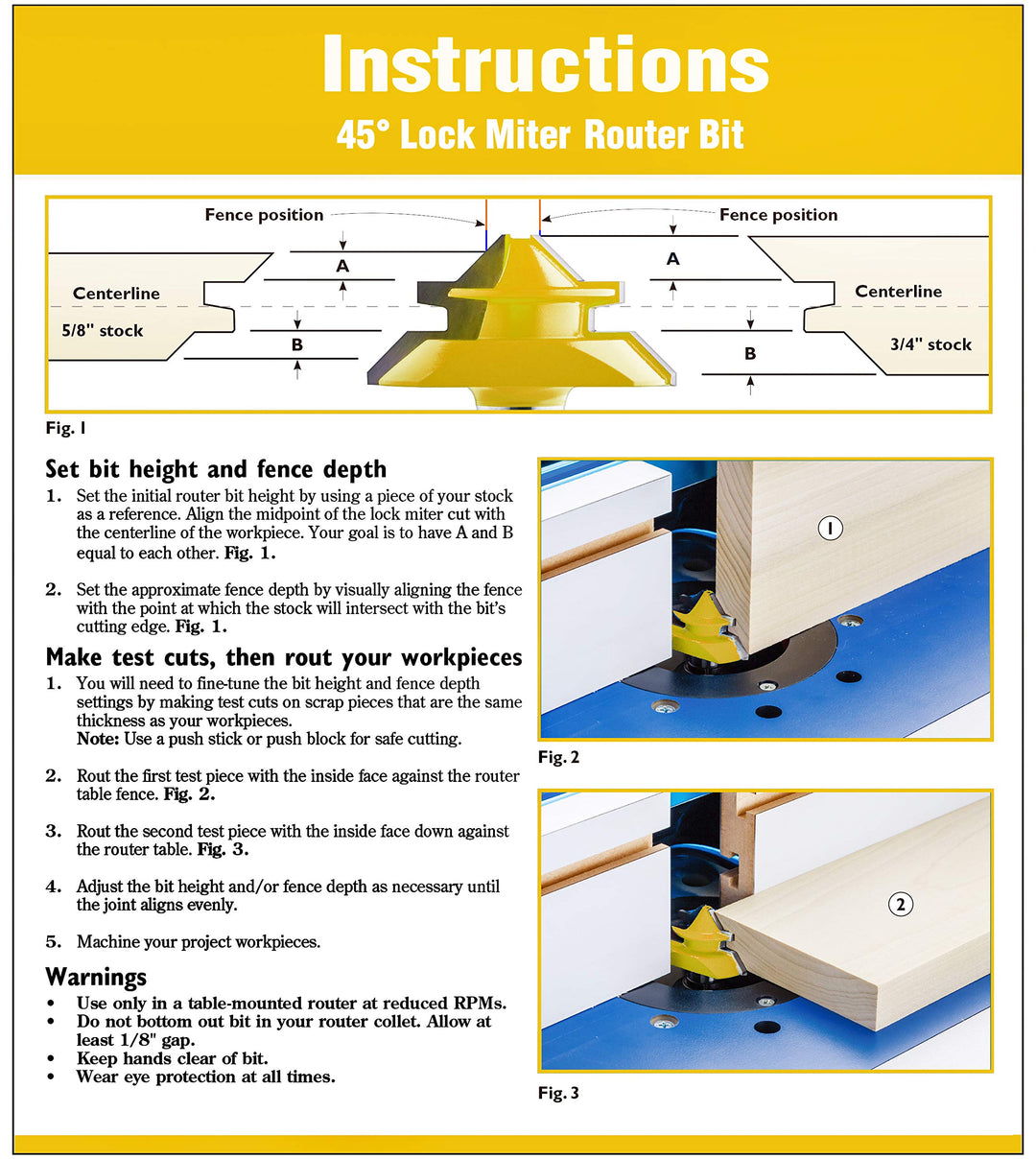 Meihejia 1/4 Inch Shank 45 Degree Lock Miter Router Bit 3/4 Inch Stock Joint Router Bit Woodworking Cutter Tool