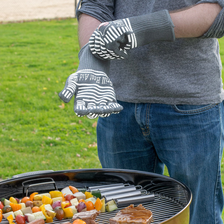 Extreme Heat Resistant BBQ Gloves - Premium Insulated &amp; Silicone Lined Aramid Fiber Mitts for Cooking, Grilling, Frying and Baking - Professional Indoor Outdoor Kitchen Oven Accessories