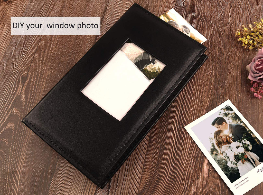 Premium Leather 4x6 Photo Album with 300 Pockets, Black, for Boy, Girl, Family, Wedding Anniversary