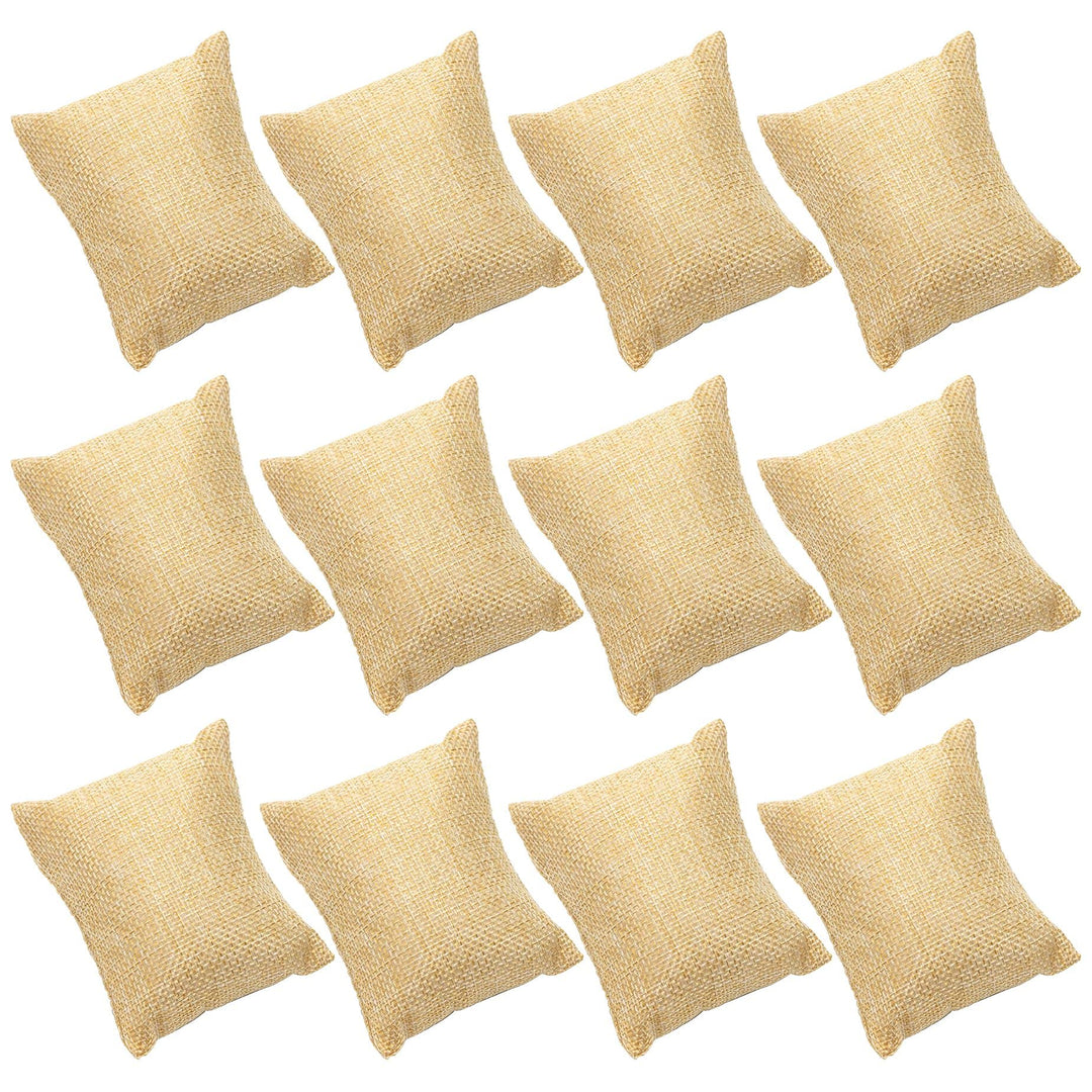 , 12 Pack Linen Bracelet Watch Pillow Jewelry Pillows Small Linen Pillow Bracelet Bangle Cushions for Jewelry Displays Show