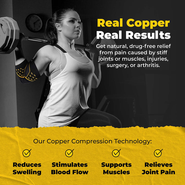 Copper Compression Elbow Sleeve for Men & Women - Tendonitis, Joint Pain, & Tennis Elbow Sleeve - Perfect for Sports or Everyday Use - Copper Infused Performance Nylon by CopperJoint - Small