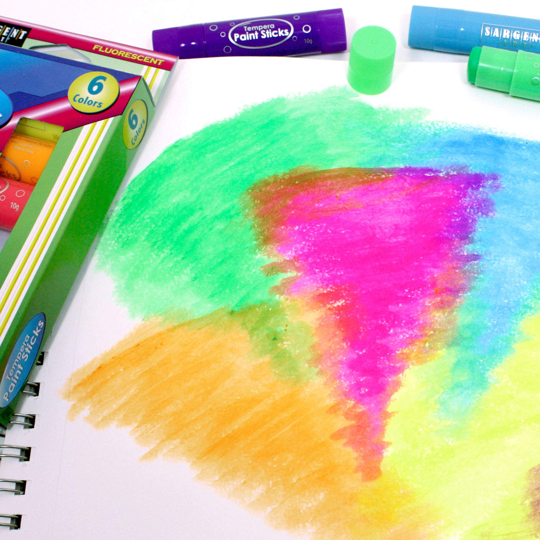 93-2102 Fluorescent Tempera Paint Sticks, 6 Colors, Quick Drying, 6 Count (Pack of 1)