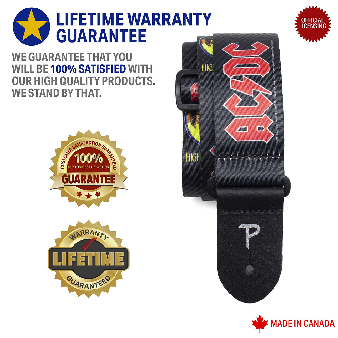 P Perri&#39;s Leathers Ltd. guitar strap, Black, red, 2 x 39 x 58 (LPCP-8014)