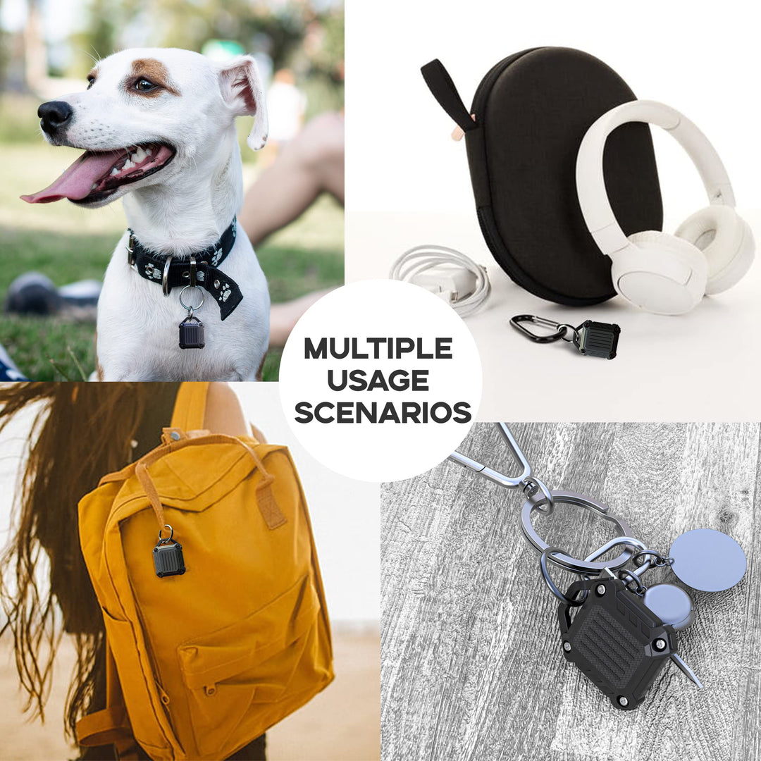 -Waterproof Airtag Holder Keychain Case,Compatible Apple Air Tag Tracker with Key Ring,[Ultra-Durable][Full-Cover][Screw-Closed] for Keys/Dog Collar/Luggage (Black 1Pack)