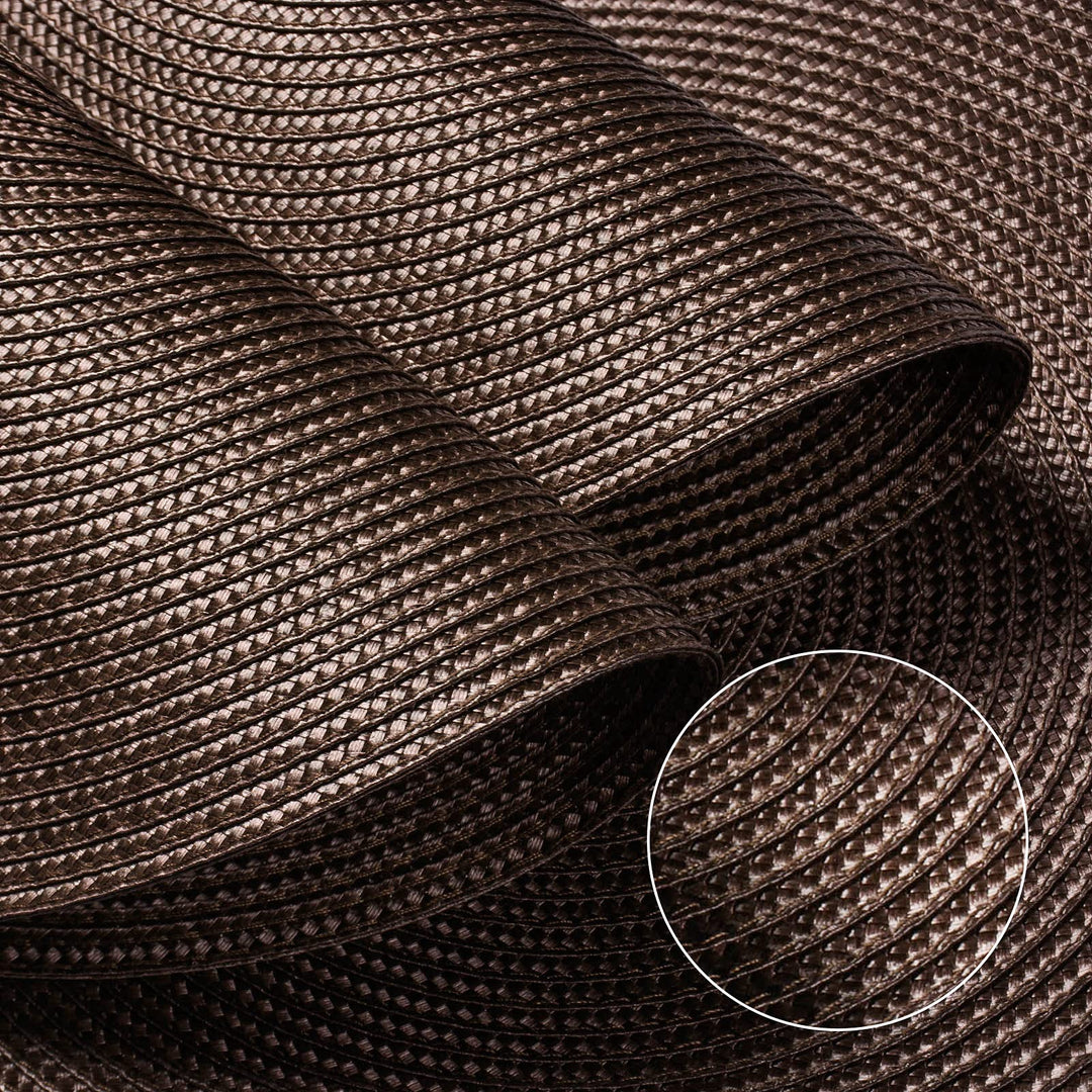 Round Braided Placemats Set of 6 Table Mats for Dining Tables Woven Washable Non-Slip Place mats 15 inch for Fall Decor(Brown, 6pcs)