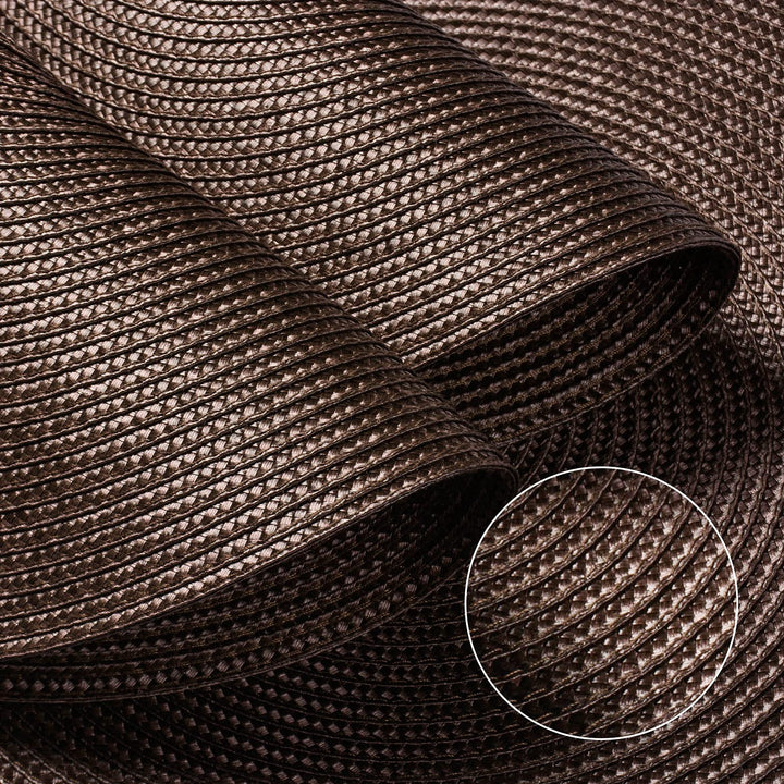 Round Braided Placemats Set of 6 Table Mats for Dining Tables Woven Washable Non-Slip Place mats 15 inch for Fall Decor(Brown, 6pcs)