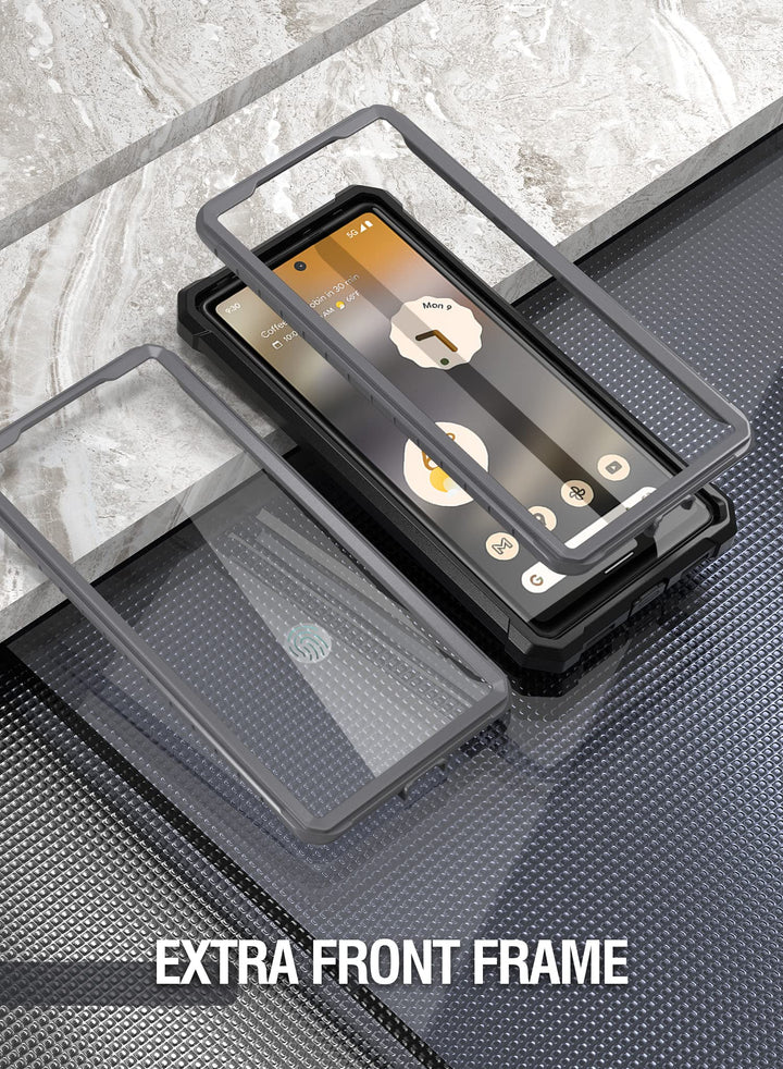 Guardian 6FT Drop Tested Case for Pixel 6A 5G - Built-in Screen Protector, Full Body Hybrid Shockproof, Black/Clear