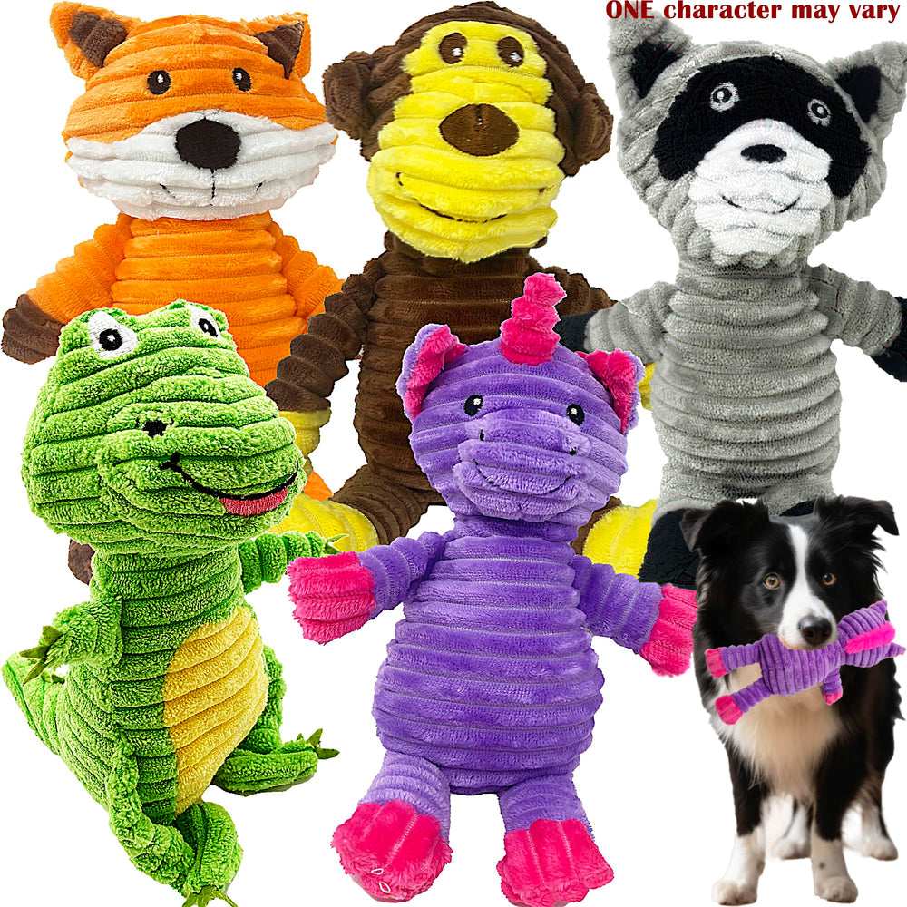 5 Pack Plush Toys Assortment Value Bundle Puppy Pet Mutt Squeak Toy for Medium Large Dogs