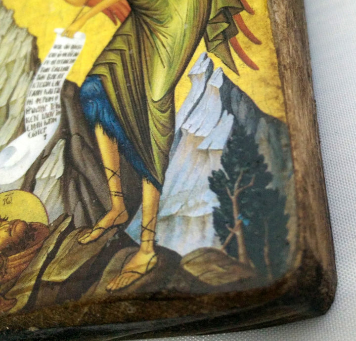 Wooden Greek Christian Orthodox Wood Icon of Saint John The Baptist / A0